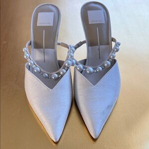 Dolce Vita Cream Pearl-Embellished Mules